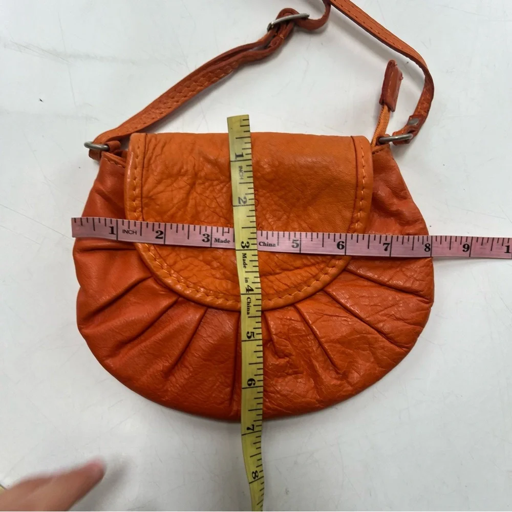 vera pelle orange genuine leather shoulder bag L120-38 - Picture 4 of 6